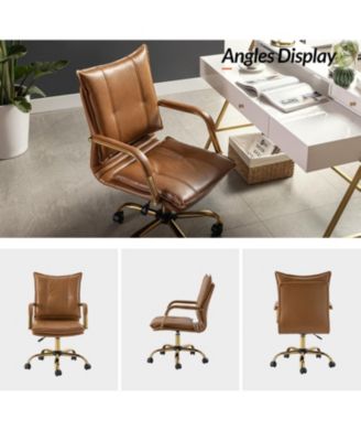Modern Home Office Desk Chair with Golden Legs