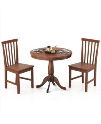 3 Pieces Wooden Dining Table and Chair Set for Cafe Kitchen Living Room