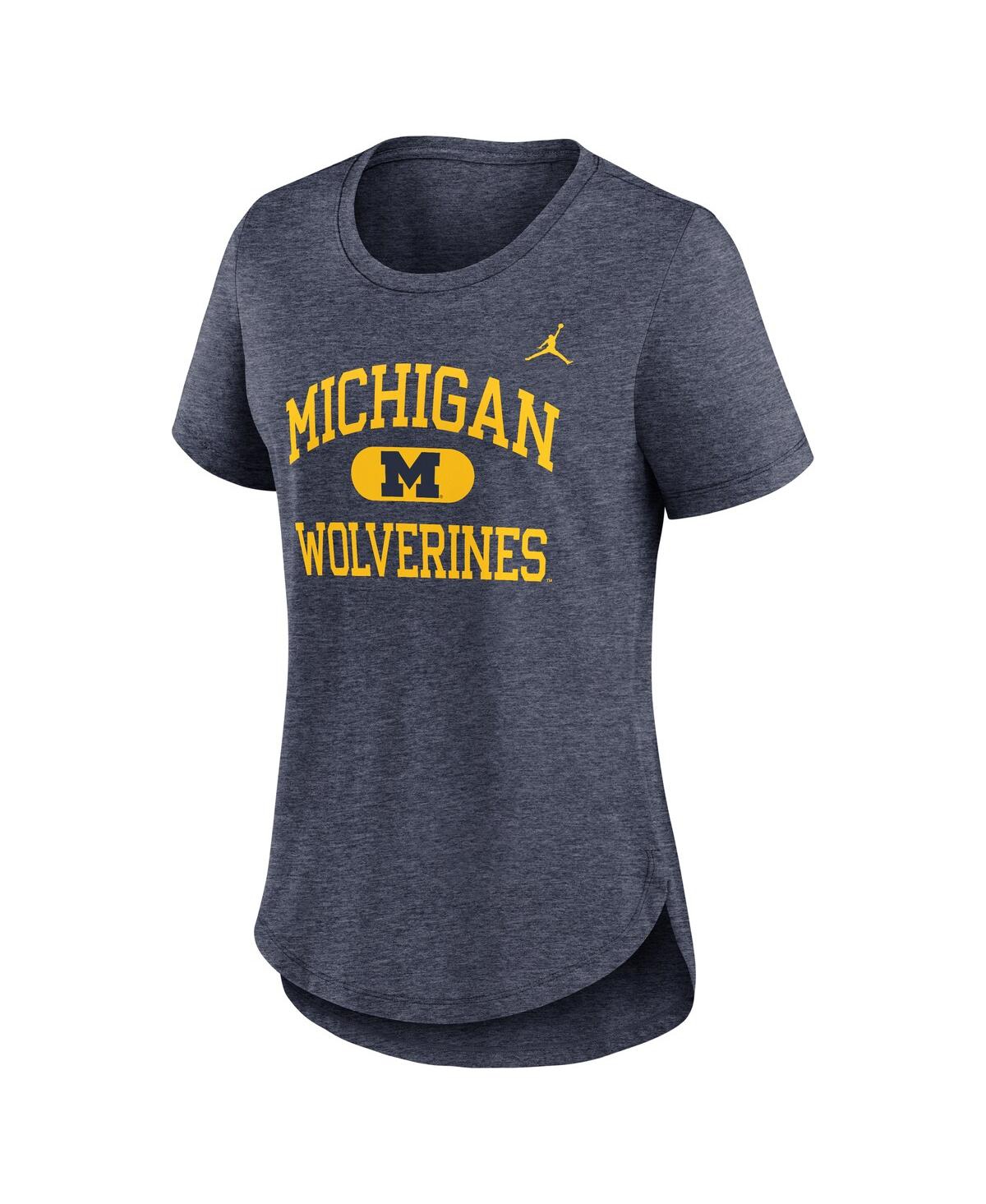 JORDAN WOMEN'S HEATHER NAVY MICHIGAN WOLVERINES UNIVERSITY CLASSIC TRI-BLEND T-SHIRT 