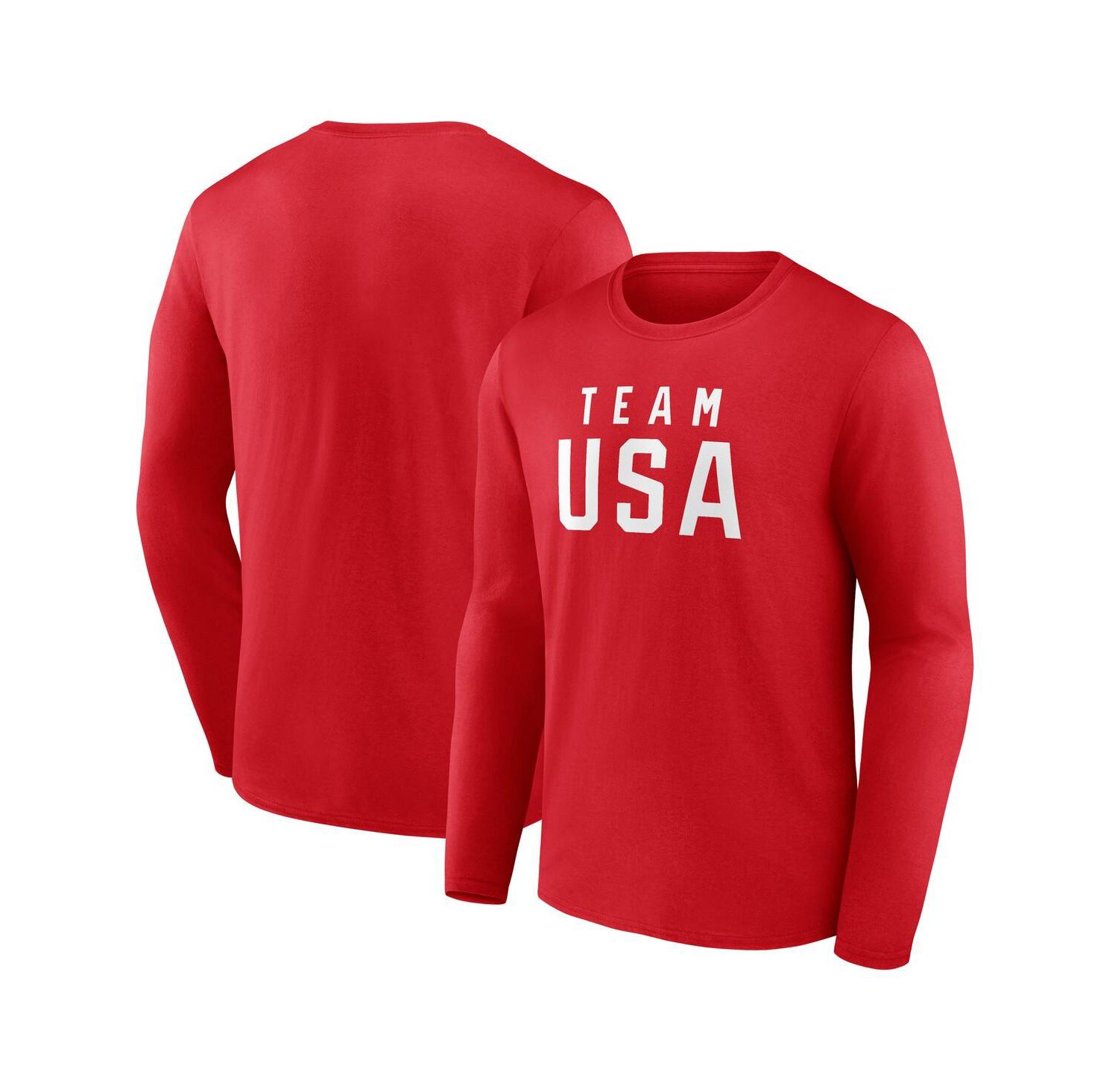 Men's Red Team USA Wordmark Long Sleeve T-Shirt