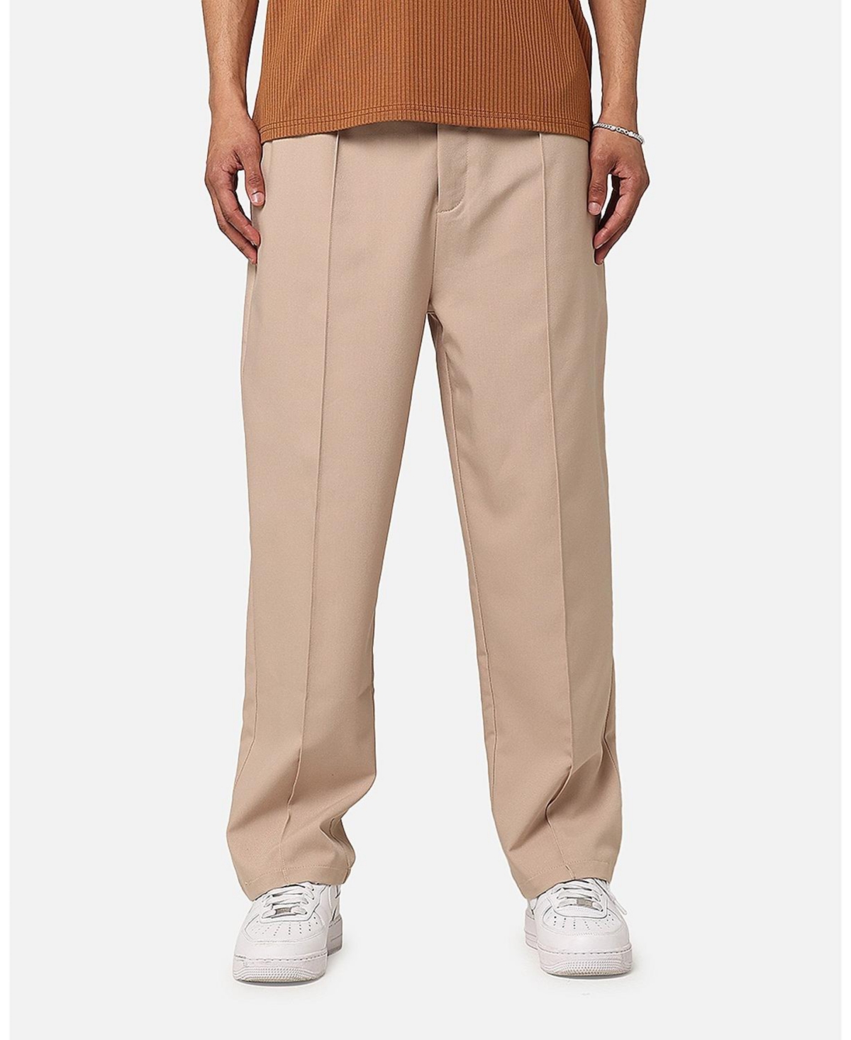 Men's Creased Tailored Pants - Tan