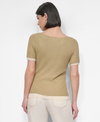 Women's Contrast-Trim Layered-Look Sweater