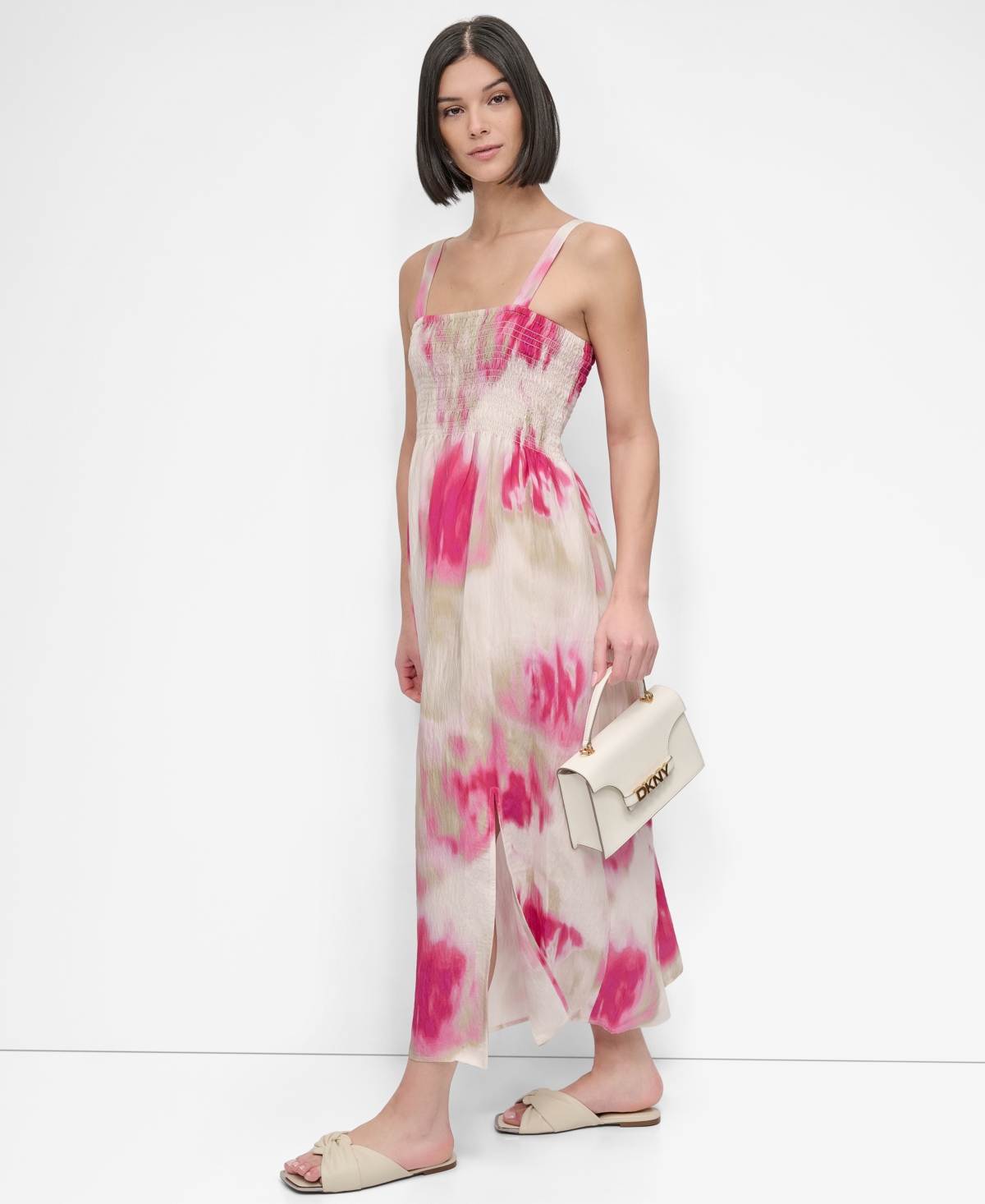 Dkny Print Rumple Voile Sleeveless Maxi Dress