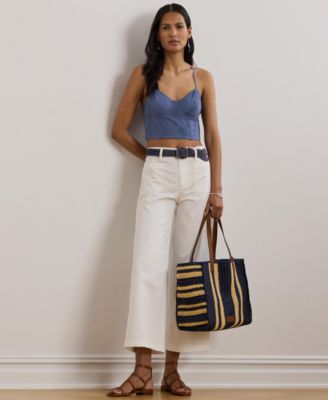 Women's Floral-Embroidered Voile Cropped Bustier