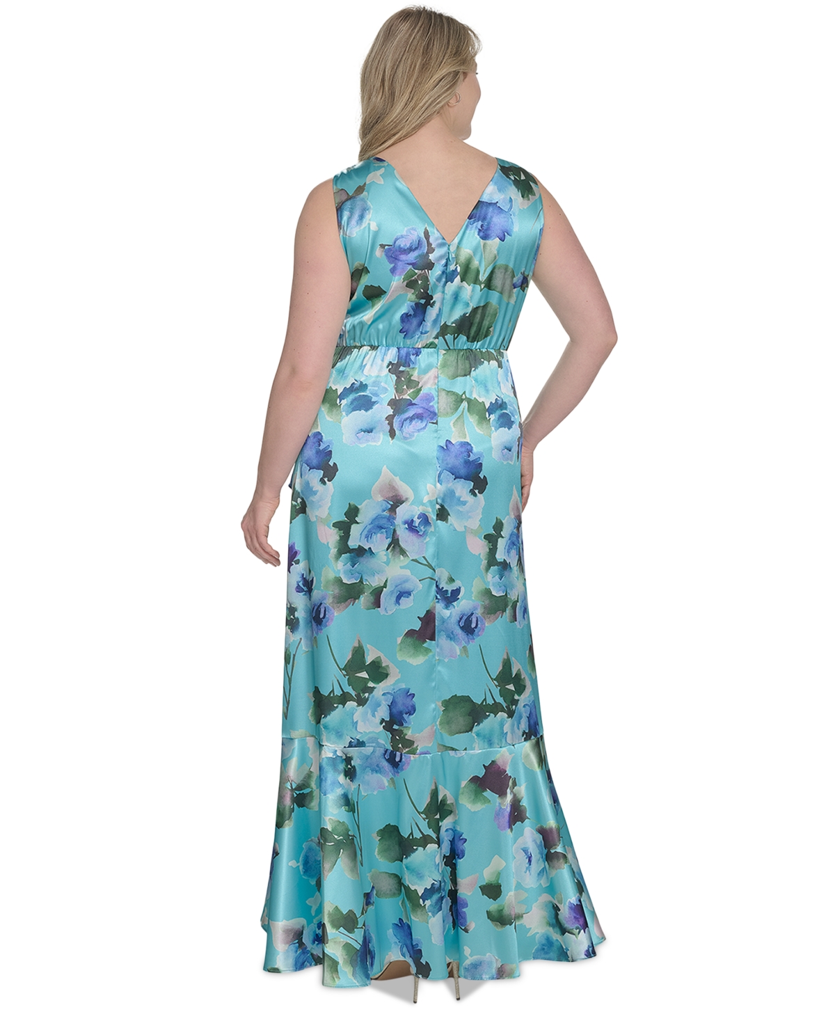 Shop Eliza J Plus Size Printed Satin High-low Midi Dress