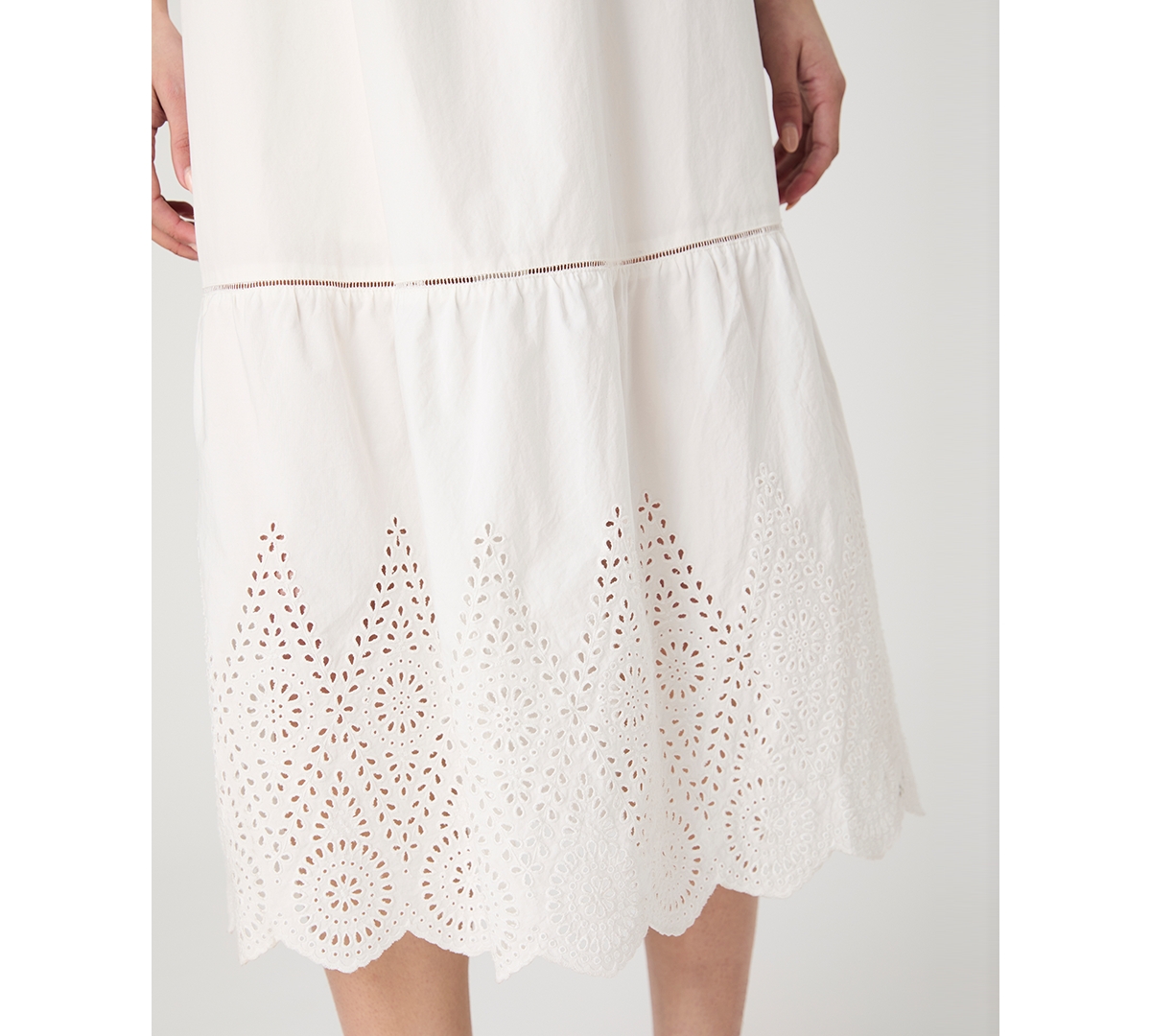 French Connection Cotton Square Neck Midi Dress In Summer White In White