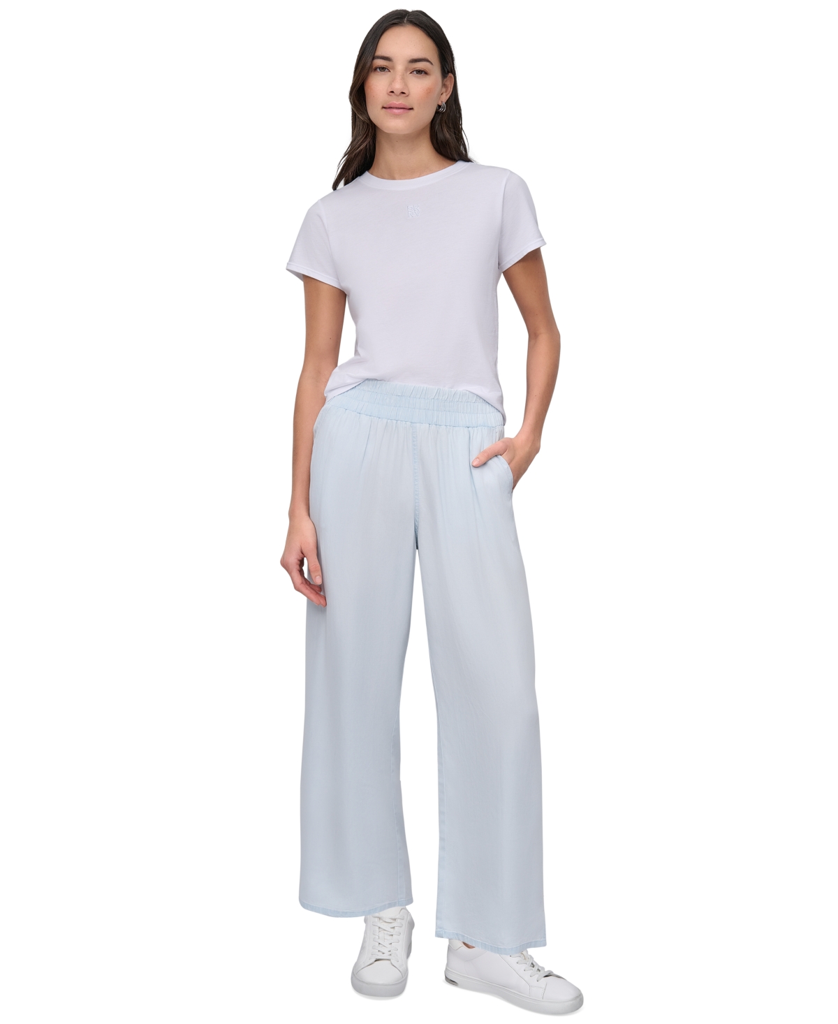 DKNY JEANS PETITE PULL-ON WIDE-LEG PANTS 