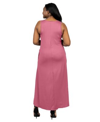 Plus Size Sleeveless Tank Maxi Dress with Pockets