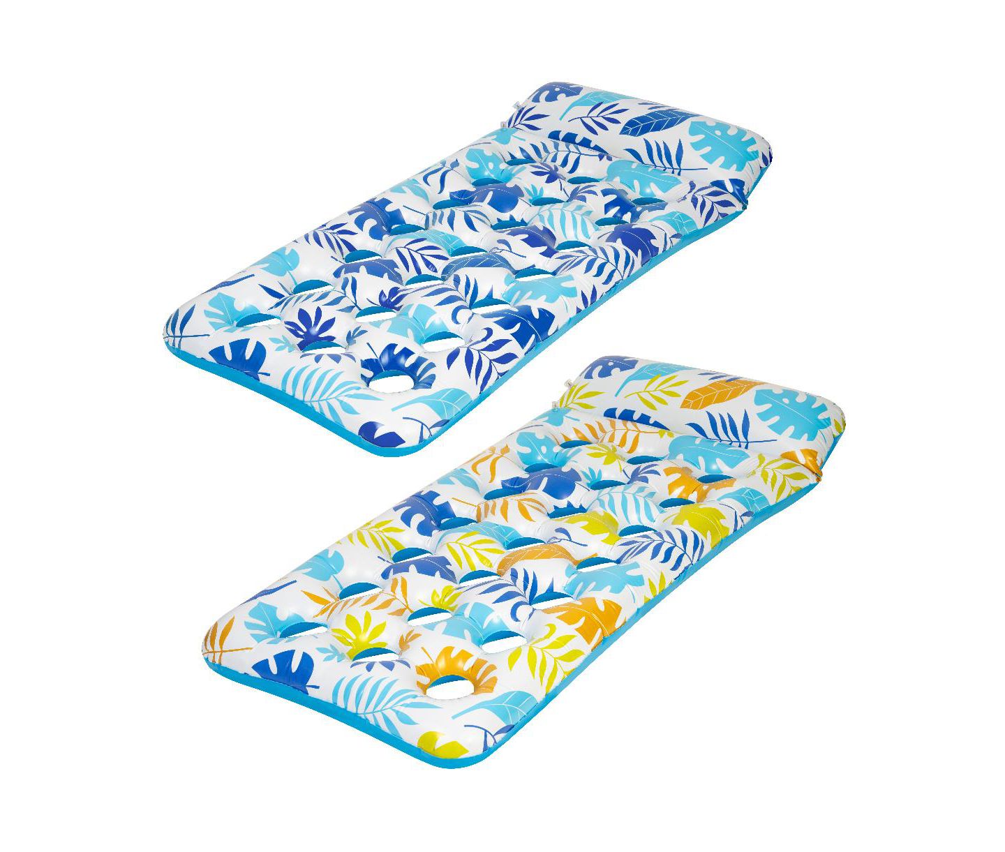 Детские игрушки Cowin 2 Piece Float Set Lounger Inflatable Pool Floats Reclining Chair Pedal Cup Holder White Blue — фото 1