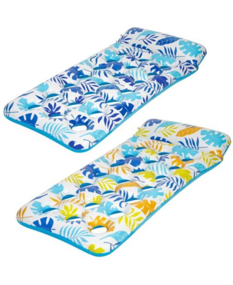 Детские игрушки Cowin 2 Piece Float Set Lounger Inflatable Pool Floats Reclining Chair Pedal Cup Holder White Blue