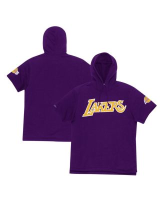 Mitchell & Ness - Men's Purple Los Angeles Lakers Game Day Short Sleeve Pullover Hoodie