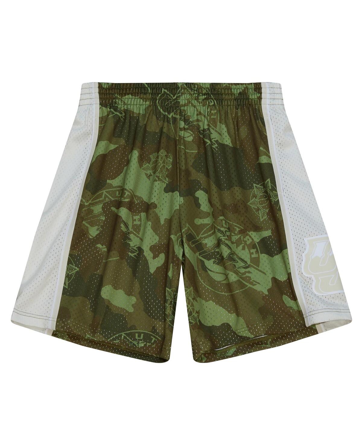 Mitchell & Ness Men's Camo Utah Jazz 1998-99 Hardwood Classics Ghost Green Swingman Shorts In Camo