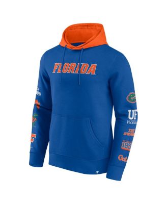 Men's Royal/Orange Florida Gators Color Block Badge Fleece Pullover Hoodie