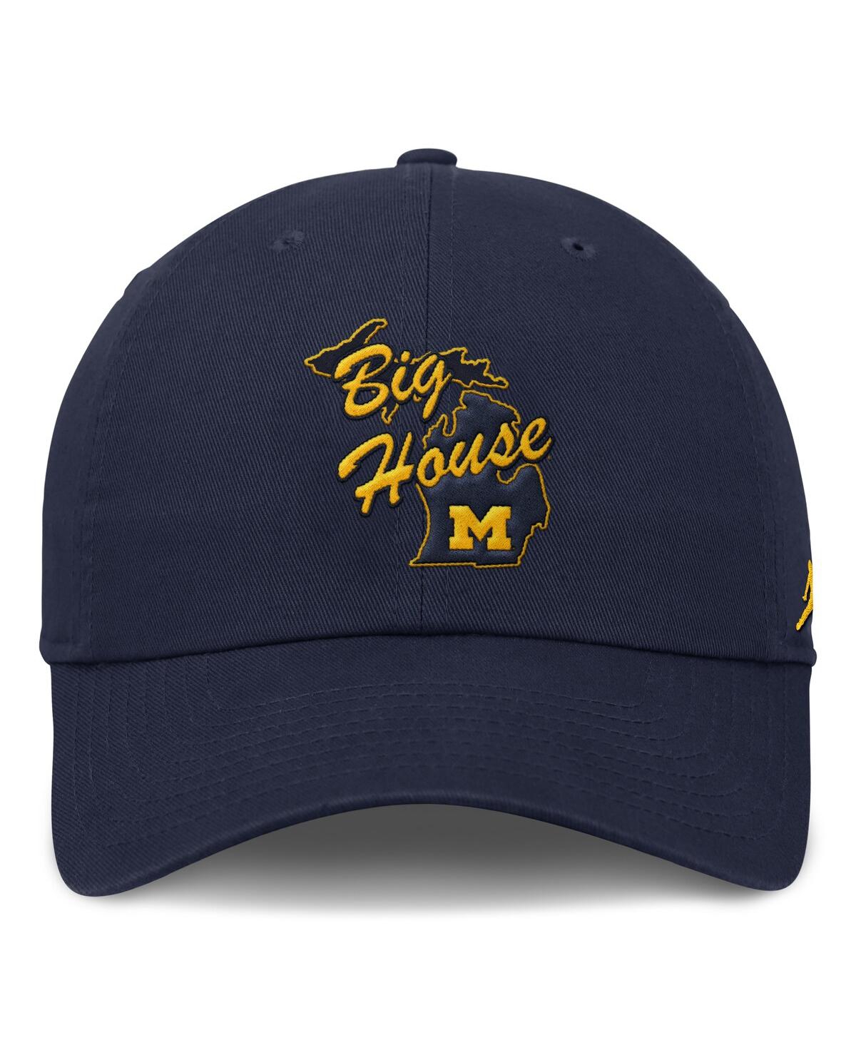 JORDAN MEN'SÂ NAVY MICHIGAN WOLVERINES PERFORMANCE CLUB SWOOSH ADJUSTABLE HAT 