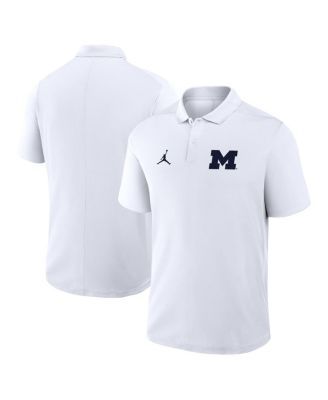 Jordan - Men's White Michigan Wolverines Primetime Victory Primary Logo Performance Polo