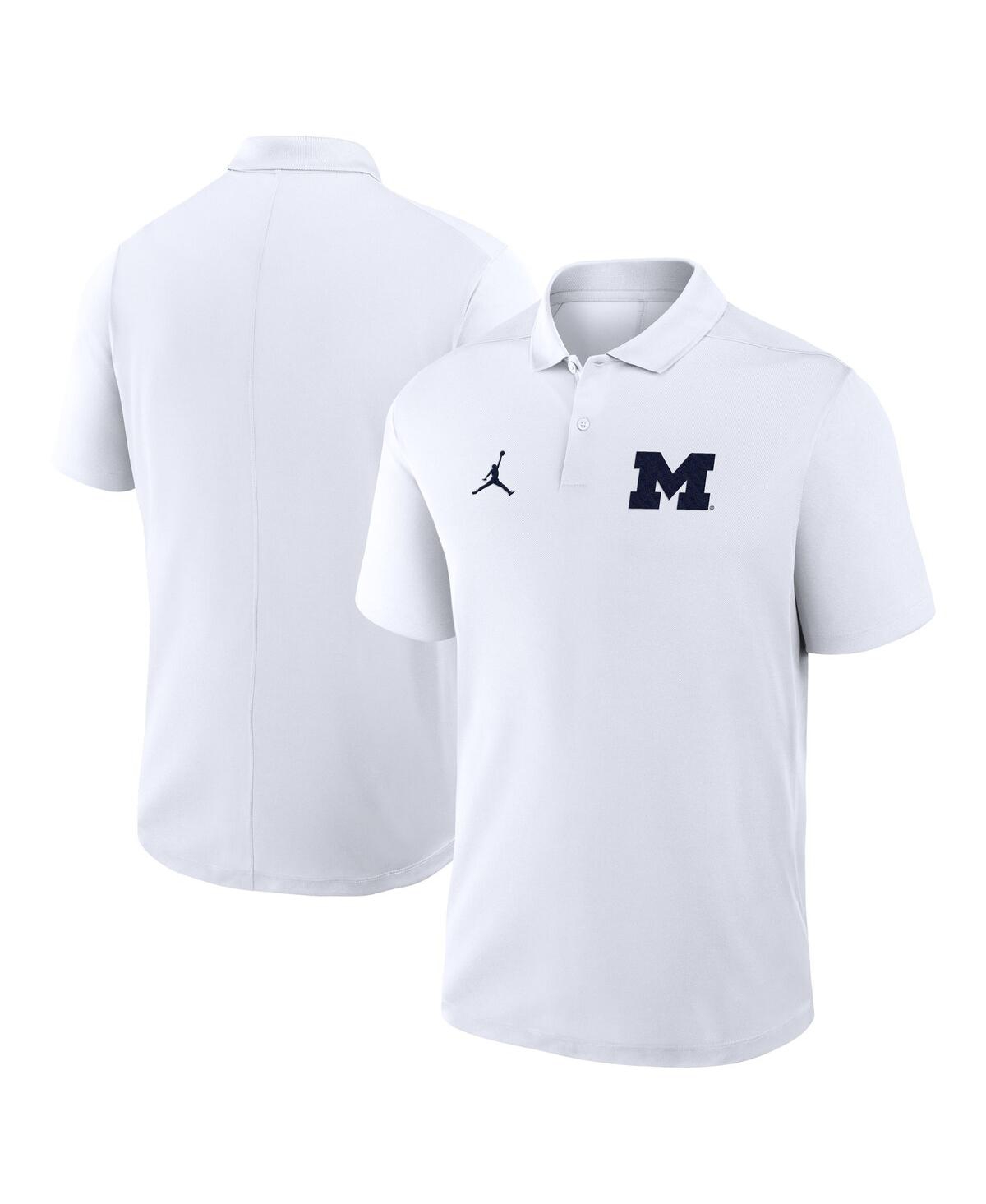 Men's White Michigan Wolverines Primetime Victory Primary Logo Performance Polo Shirt - White