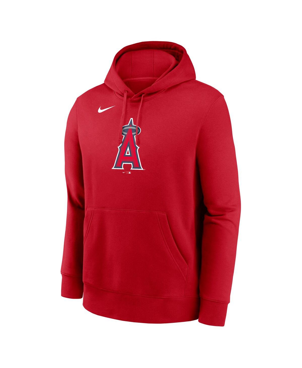 Nike Men's Red Los Angeles Angels Logo Club Fleece Pullover Hoodie In Red