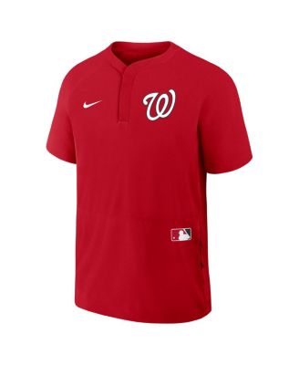 Men's Red Washington Nationals Authentic Collection Raglan Short Sleeve Windshirt