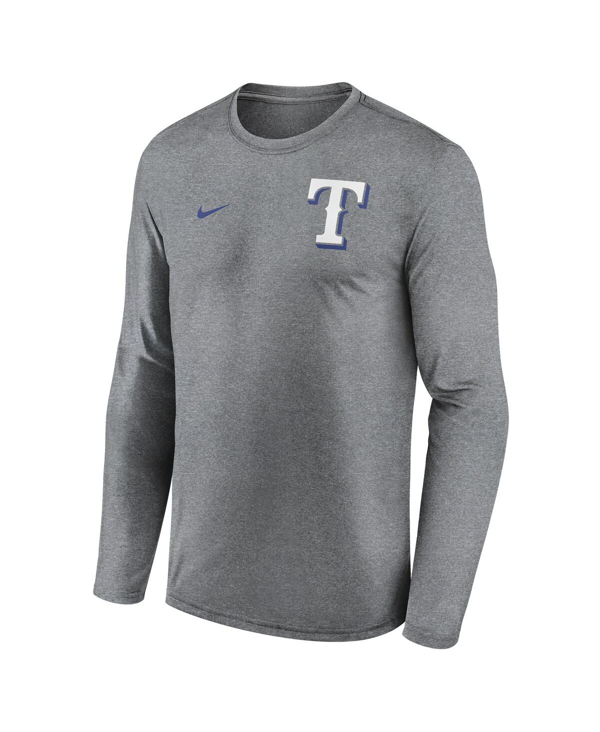 Nike Men's Heather Charcoal Texas Rangers 2-hit Legend Performance Long Sleeve T-shirt In Heather Charcoal