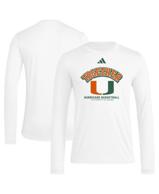 adidas - Men's White Miami Hurricanes Together On-Court Pregame Long Sleeve T-Shirt