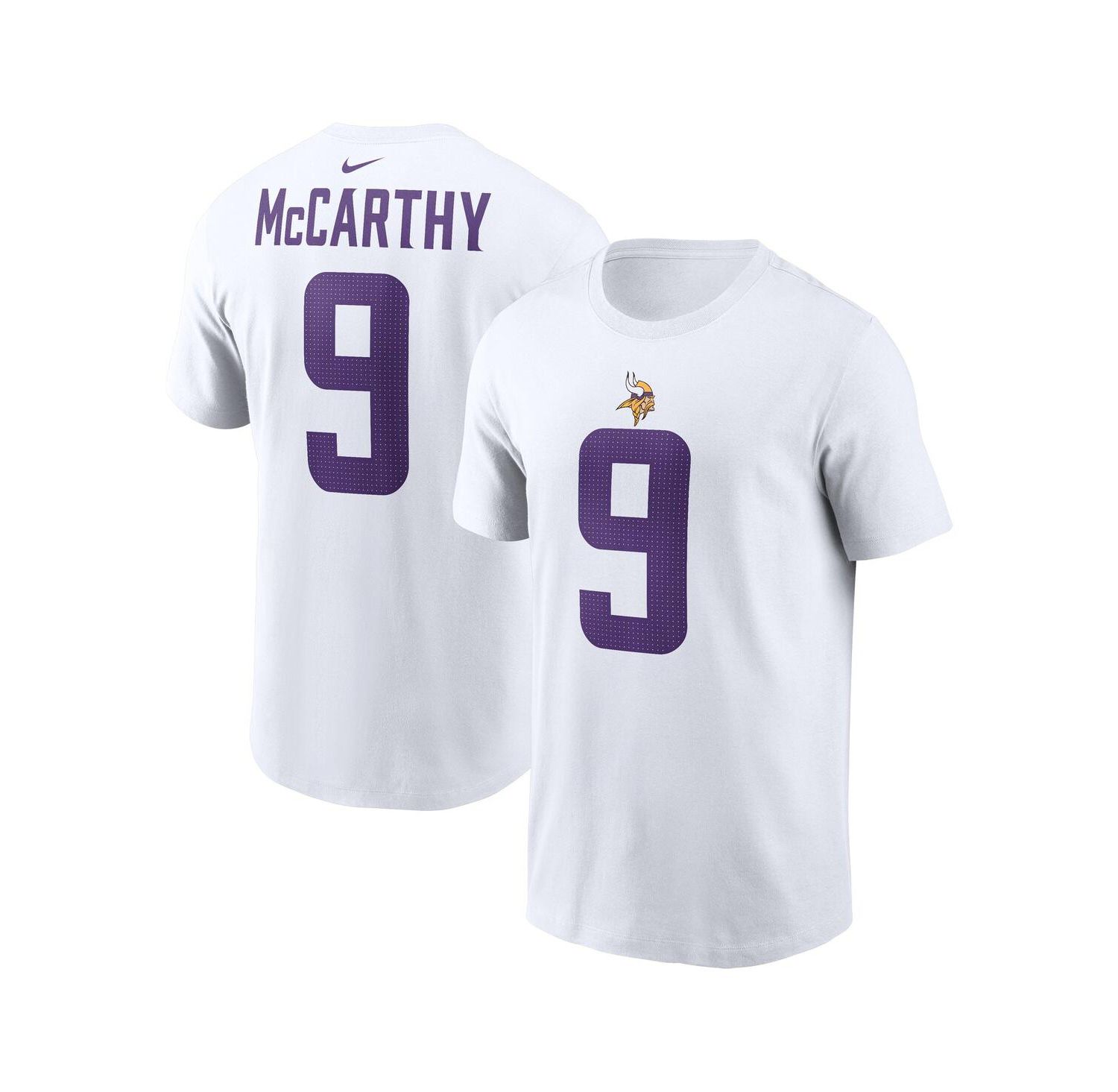 Men's J.J. McCarthy White Minnesota Vikings Player Name & Number T-Shirt