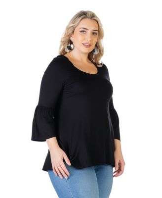 Plus Size Long Bell Sleeve Flared Tunic Top