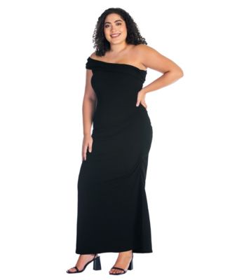 Plus Size Formal One Shoulder Ruched Mermaid Maxi Dress