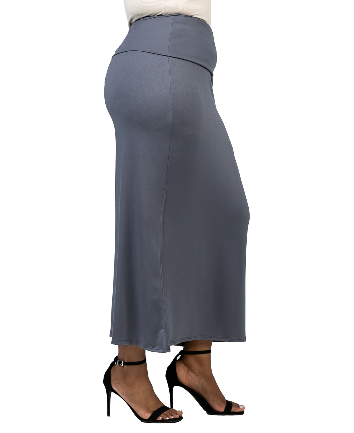 24SEVEN COMFORT APPAREL PLUS SIZE COMFORTABLE FOLD OVER MAXI SKIRT 