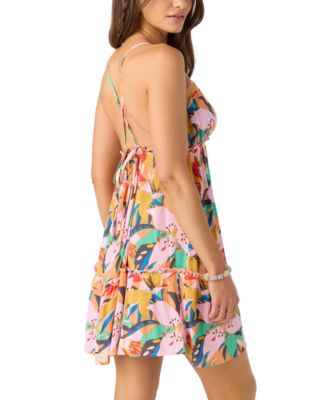 Juniors' Simone Printed Ruffled Mini Dress