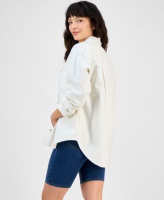LEVI'S LEVIS WOMENS IRIS BUTTON FRONT OVERSHIRT PERFECT V NECK STRIPED T SHIRT SHAPING BERMUDA SHORTS 
