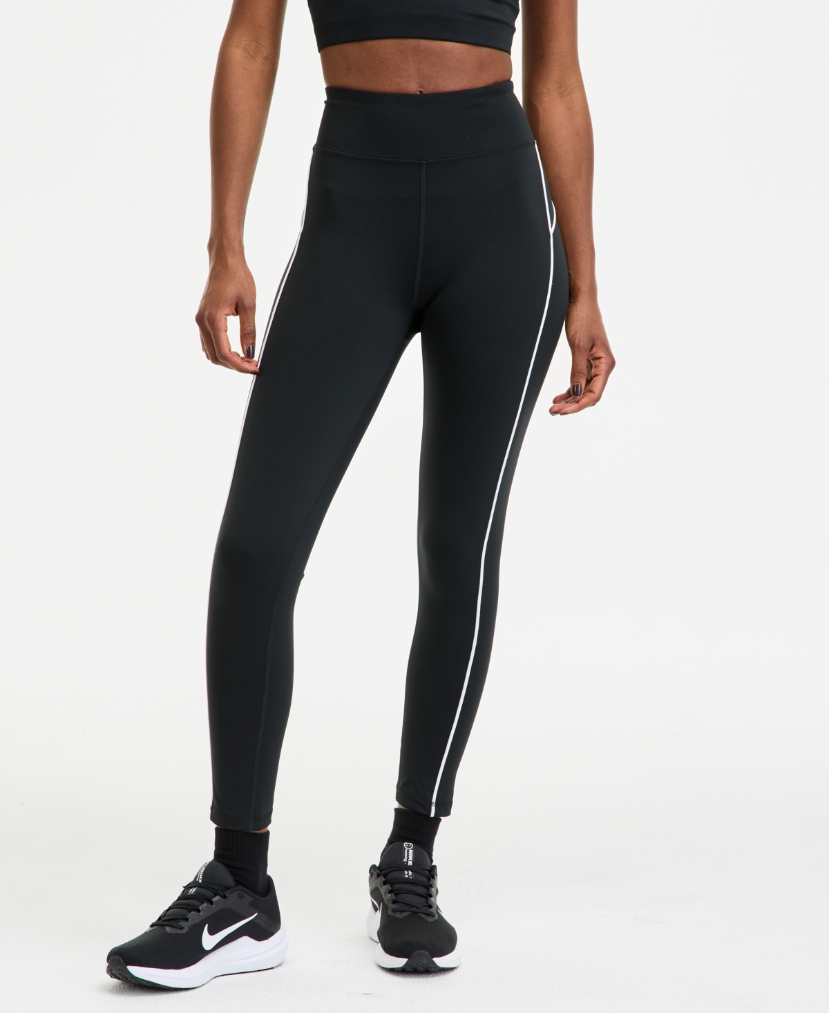 Id Ideology Women's Piped 7/8-length Compression Leggings, Exclusively At Macy's