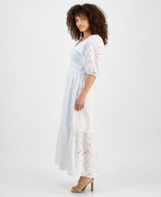 green emerald velvet dress Baltic Born Womens Kennedy Embroidered Maxi Dress | Blue