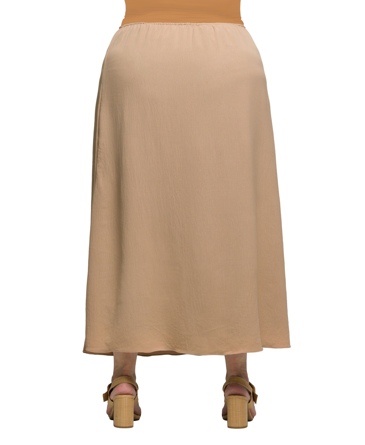 24seven Comfort Apparel Plus Size Elastic Waist A-line Maxi Skirt