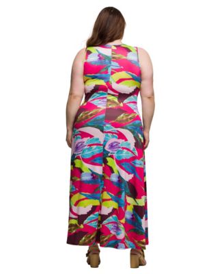 Plus Size Scoop Neck A-Line Sleeveless Maxi Dress