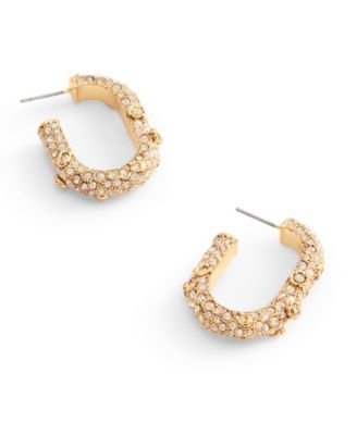 Signature Faux Stone Pav&eacute; Floral Hoop Earrings