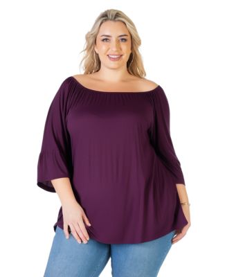 Plus Size Bell Sleeve Loose Fit Tunic Top