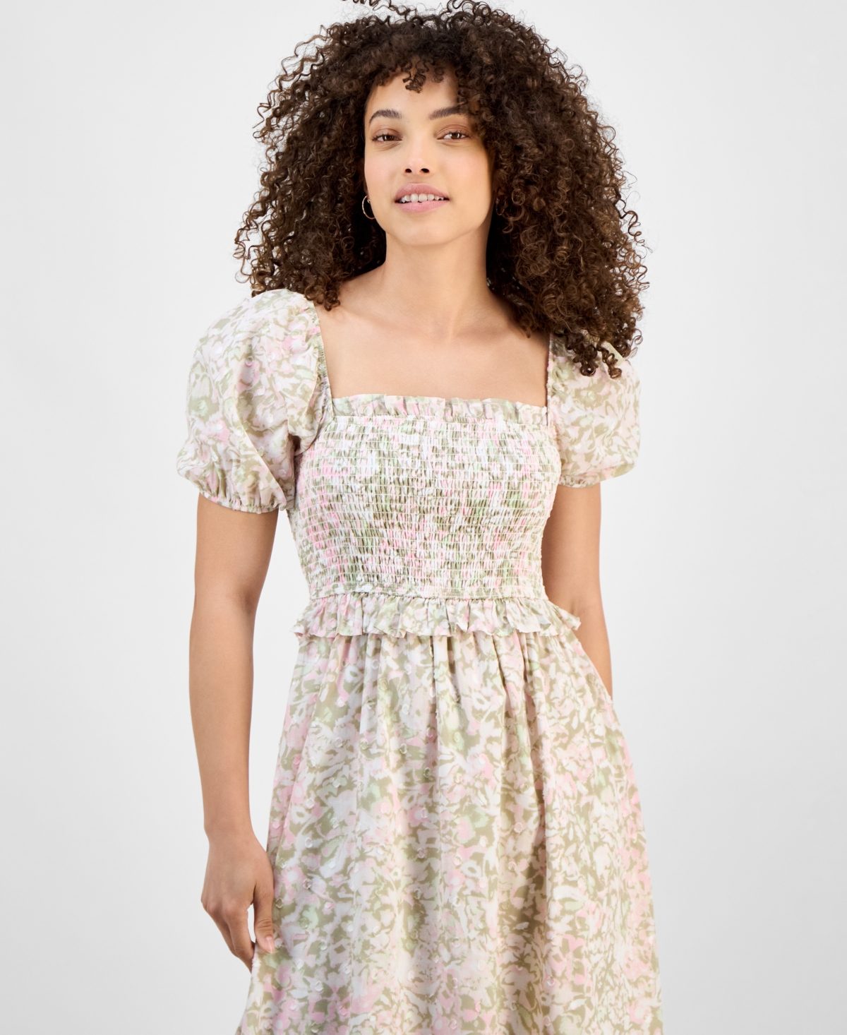 And Now This Petite Smocked Short-sleeve Cotton Maxi Dress, Exclusively At Macy's