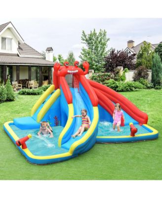 Inflatable Water Slide Crab Dual Slide Bounce House Splash Pool with 950W Blower