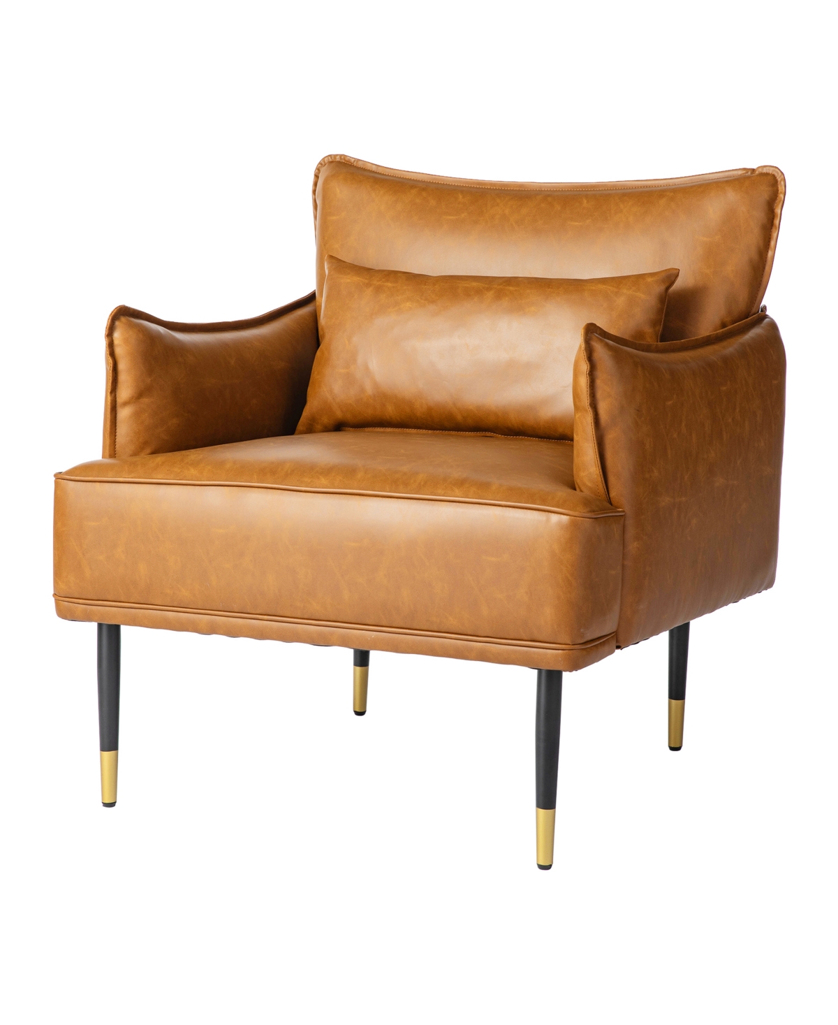 Glitzhome 32" Leatherette Mid-century Modern Armchair In Camel