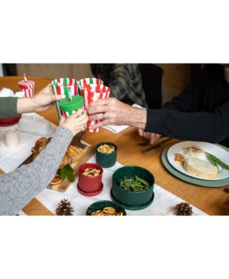 Pint Glasses: 4 pk - (2) Peppermint & (2) Poinsettia - Holiday 2023