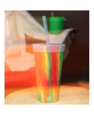 Marigold & Hibiscus Straw Tumbler Set of 2, 22oz