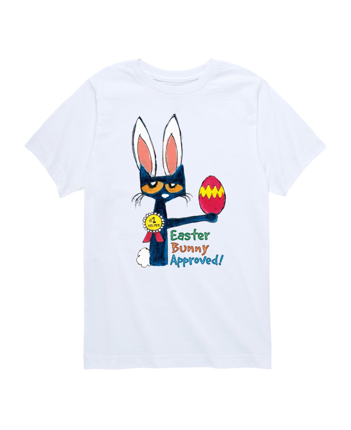 Hybrid Toddler And Big Boys Pete The Cat Easter Bunny Approved Graphic T-shirt In White