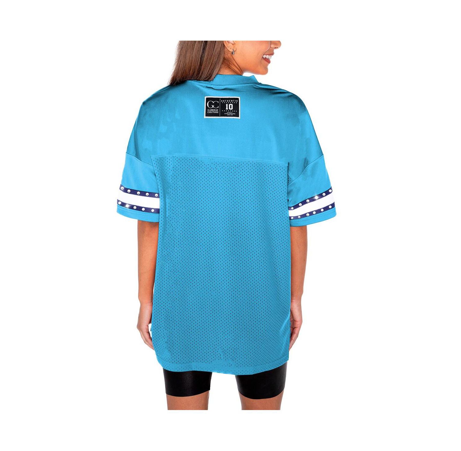 Women's Light Blue North Carolina Tar Heels Until Kickoff Rhinestone Fashion T-Shirt