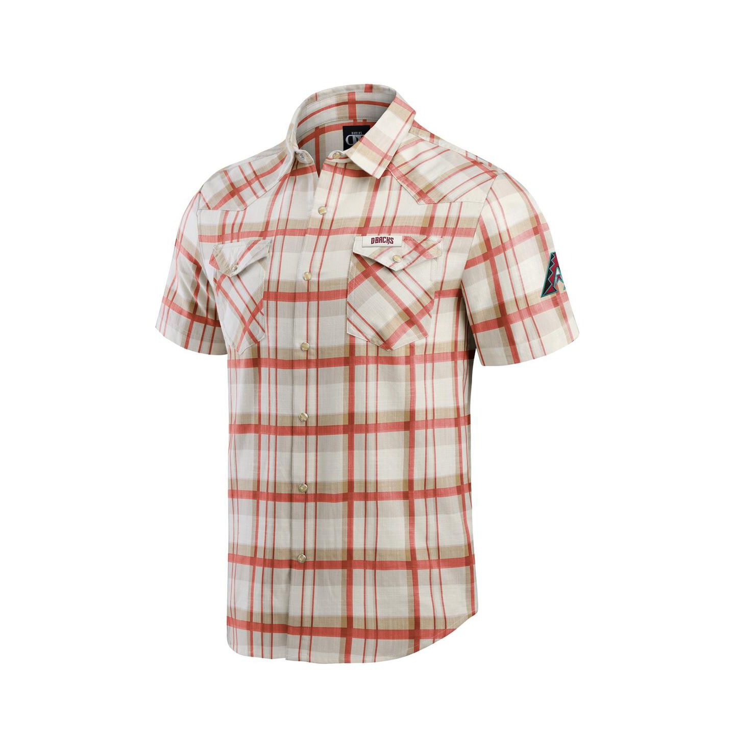Мужская рубашка Fanatics Red Arizona Diamondbacks Plaid Full-Snap — фото 4