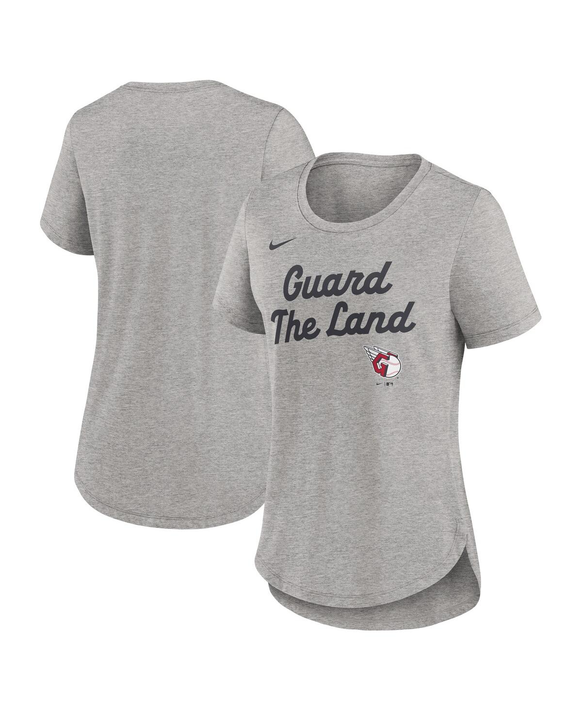 Nike Heather Gray Cleveland Guardians Script Tri-blend T-shirt In Gray