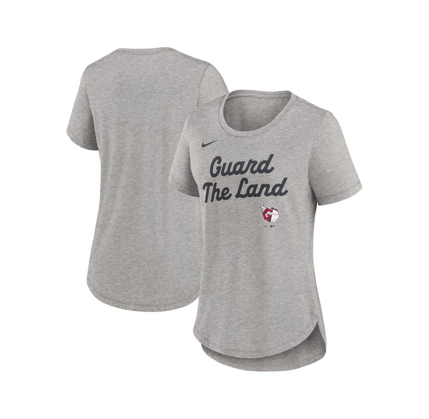 Women's Heather Gray Cleveland Guardians Script Tri-Blend T-Shirt