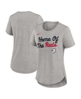 Nike - Women's Heather Gray Cincinnati Reds Script Tri-Blend T-Shirt