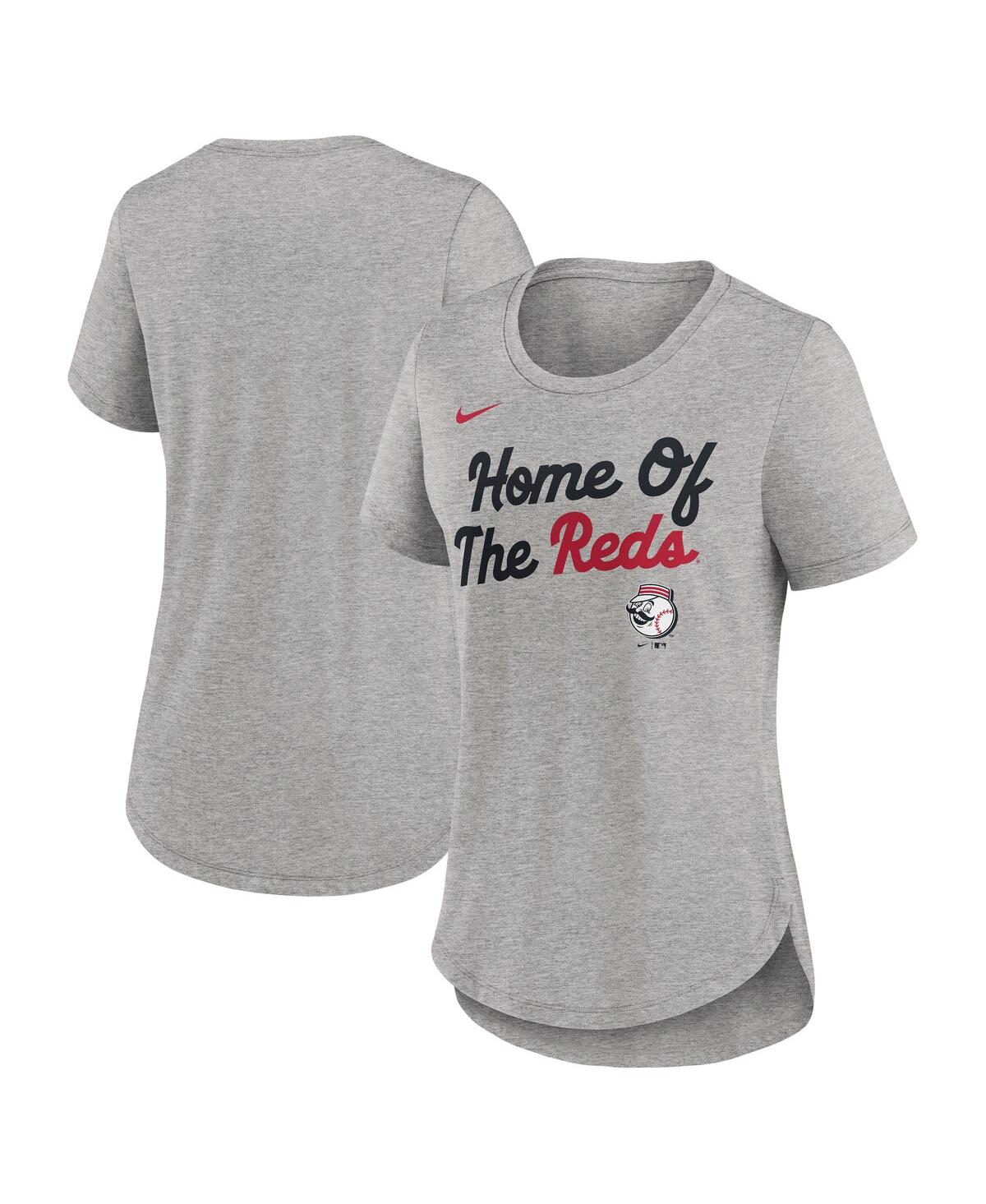Nike Heather Gray Cincinnati Reds Script Tri-blend T-shirt In Gray