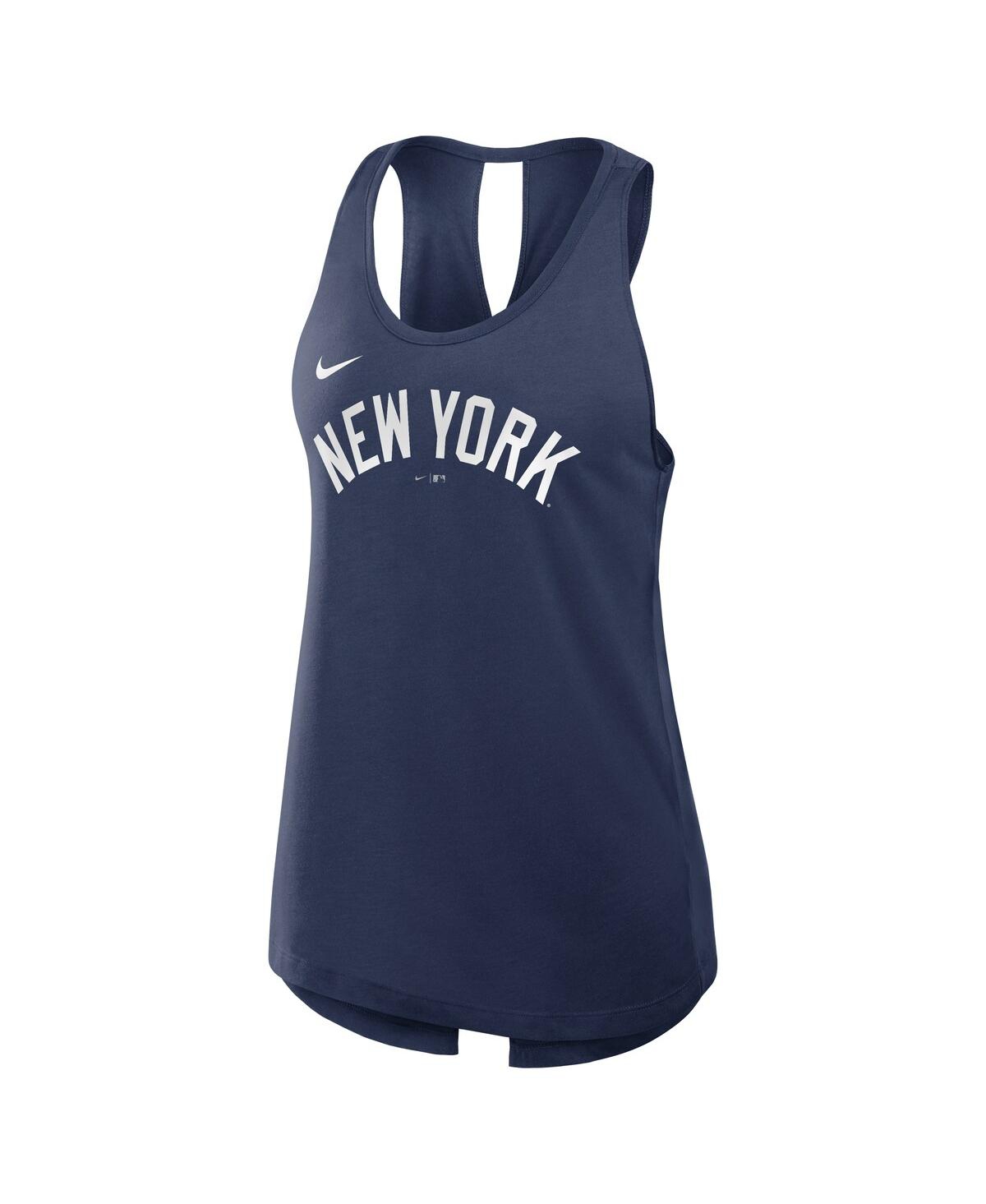 Nike Navy New York Yankees Crisscross Performance Tank Top In Blue