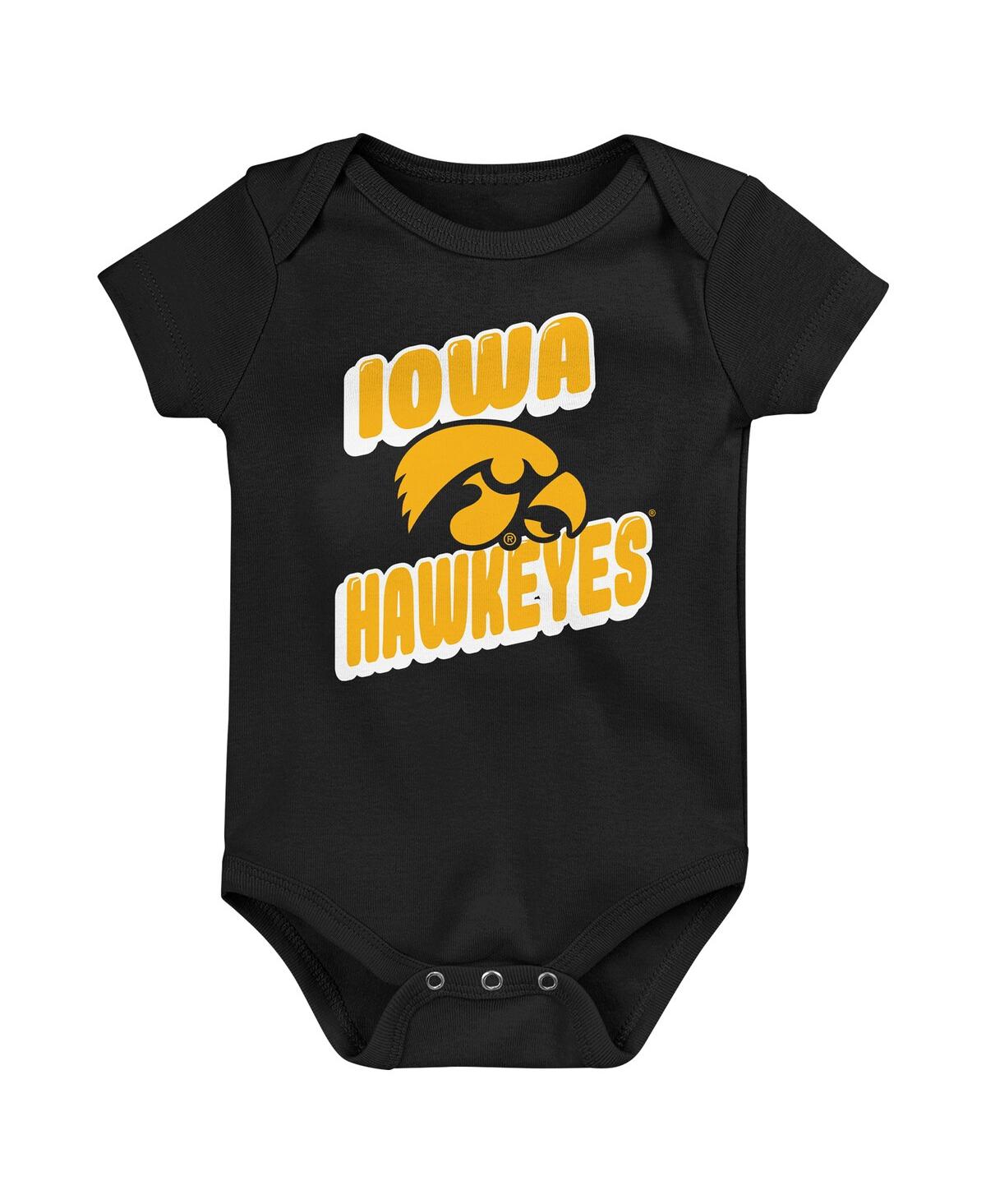 Outerstuff Newborn Black Iowa Hawkeyes Sunday Comics Bodysuit Set 3-pack In Multi